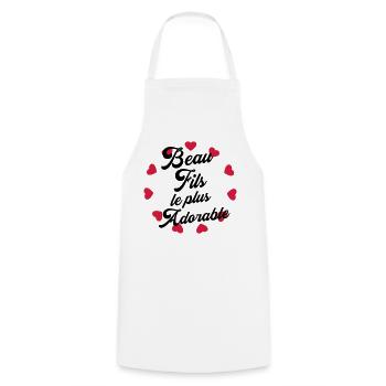 belle-fille / beau-fils / beau fils / belle fille - Tablier de cuisine - blanc - Devant - AI Model Male 185 dark (185cm)