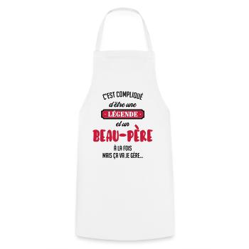 Beau-Père - Beau Papa - Famille - Père - Enfant - Cooking Apron - white - Front - AI Model Male 185 dark (185cm)