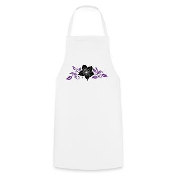 Lily avec des feuilles. Ornement. - Tablier de cuisine - blanc - Devant - AI Model Male 185 dark (185cm)