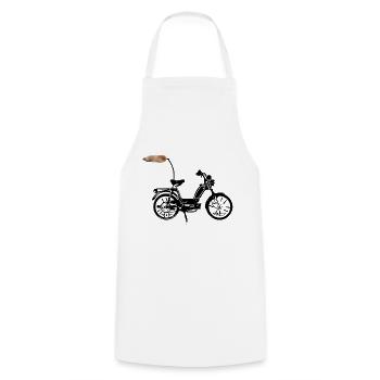 Bandes accentuées en fourrure - Tablier de cuisine - blanc - Devant - AI Model Male 185 dark (185cm)