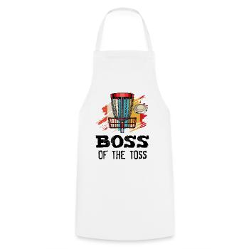 Boss Of The Toss Disc Golf Retro Frisbee Gift - Cooking Apron - white - Front - AI Model Male 185 dark (185cm)