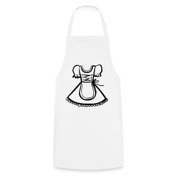 Dirndl – Schwarz-Weiß-Zeichnung – einfärbbar - Kochschürze - Weiß - Vorne - AI Model Male 185 dark (185cm)