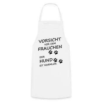 Vorsicht Vor Dem Frauchen Der Hund Ist Harmlos - Kochschürze - Weiß - Vorne - AI Model Male 185 dark (185cm)