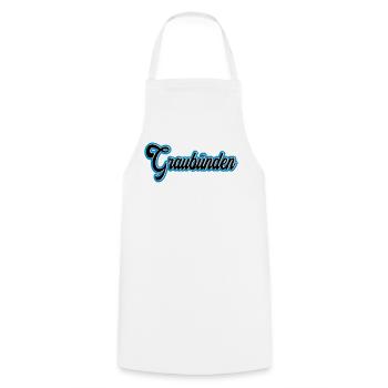 Graubünden Script with Blue Outline - Cooking Apron - white - Front - AI Model Male 185 dark (185cm)