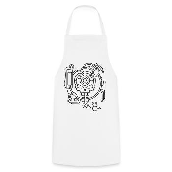 Cyber Skull Skull as a circuit - Cooking Apron - white - Front - AI Model Male 185 dark (185cm)