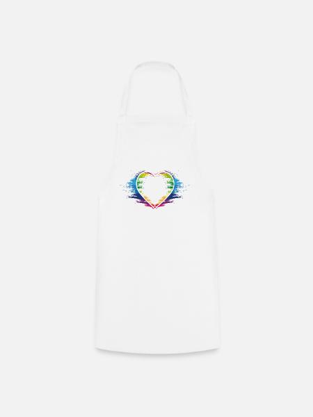 Regenbogen Herz - Kochschürze - Weiß