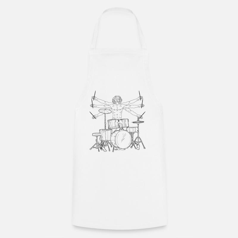 Vitruvian drummer band - Cooking Apron - white