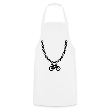 Mountain bike MTB necklace bicycle chain ATB - Cooking Apron - white - Front - AI Model Male 185 dark (185cm)