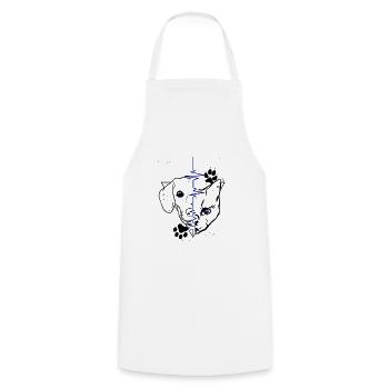 Chien et chat - Tablier de cuisine - blanc - Devant - AI Model Male 185 dark (185cm)