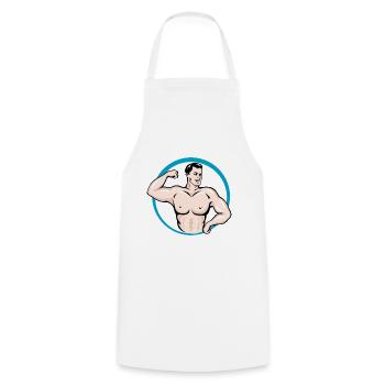 body builder - Cooking Apron - white - Front - AI Model Male 185 dark (185cm)