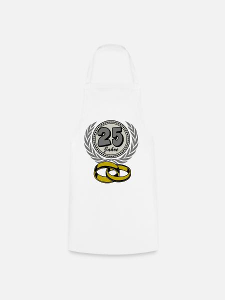 Silberhochzeit ,25 Jahre , Ehe ,Hochzeitstag,(25) - Kochschürze - Weiß