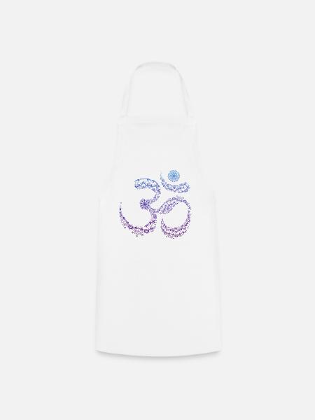 Om Yoga Meditation Goa Musik Symbol Mandala - Kochschürze - Weiß
