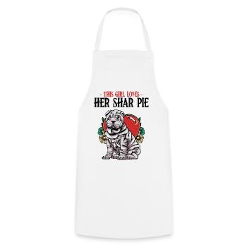 Herzbulldog mit Blüten Shar Pie - Kochschürze - Weiß - Vorne - AI Model Male 185 dark (185cm)
