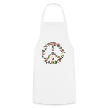 Peace Symbol 60er 70er Jahre Hippie Kostüm - Kochschürze - Weiß - Vorne - AI Model Male 185 dark (185cm)