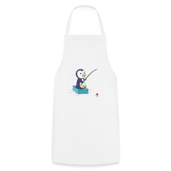 Penguin is fishing - Cooking Apron - white - Front - AI Model Male 185 dark (185cm)