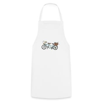 Flowers Tandem - Cooking Apron - white - Front - AI Model Male 185 dark (185cm)