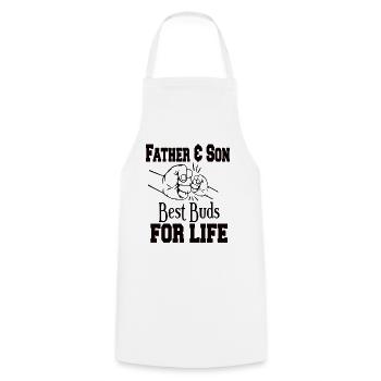 father and son - Cooking Apron - white - Front - AI Model Male 185 dark (185cm)