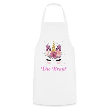 Damen JGA Geschenk Junggesellenabschied Die Braut - Kochschürze - Weiß - Vorne - AI Model Male 185 dark (185cm)