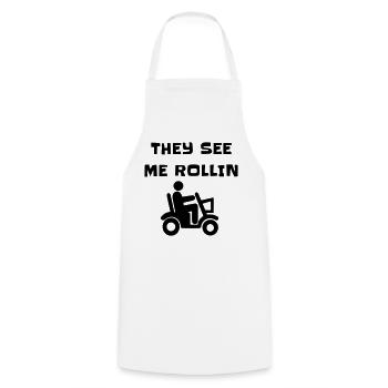 Ils me voient rouler avec mon scooter de mobilité # - Tablier de cuisine - blanc - Devant - AI Model Male 185 dark (185cm)