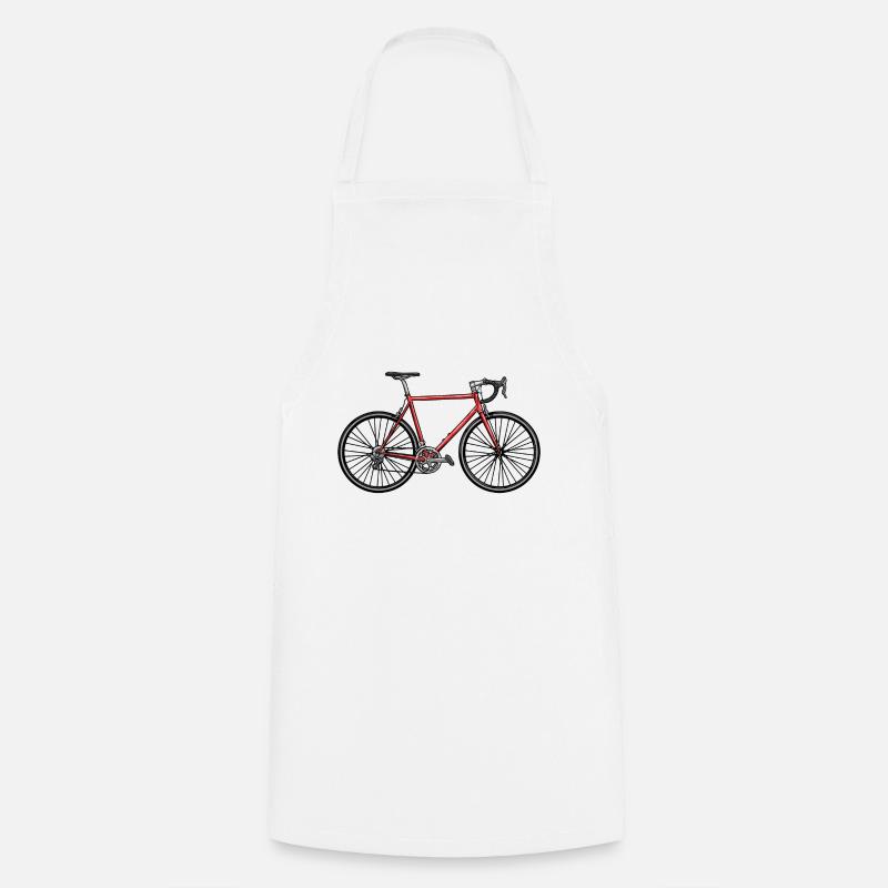 Rennrad mit Sattel - Kochschürze - Weiß
