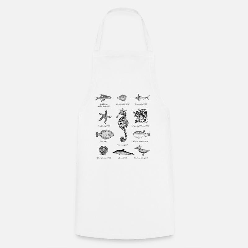Fische Seestern Delfin Seepferdchen Krake Oktopus - Kochschürze - Weiß