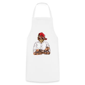Cool Monkey avec lunettes de soleil et casquette en forme de cœur - Tablier de cuisine - blanc - Devant - AI Model Male 185 dark (185cm)