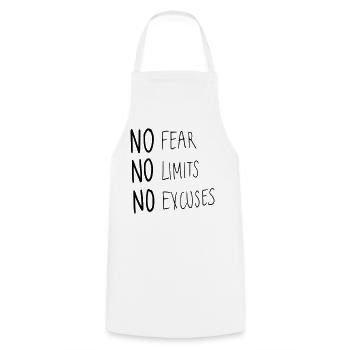 No Fear No Limit No Excuses - Cooking Apron - white - Front - AI Model Male 185 dark (185cm)