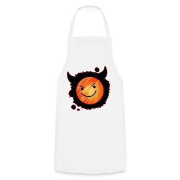 cute devil in flames and glowing face - Cooking Apron - white - Front - AI Model Male 185 dark (185cm)