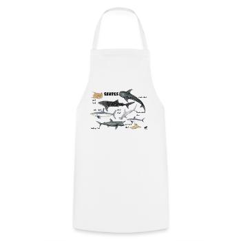 Requins du monde: baleine, maraîche, poisson-ange - Tablier de cuisine - blanc - Devant - AI Model Male 185 dark (185cm)