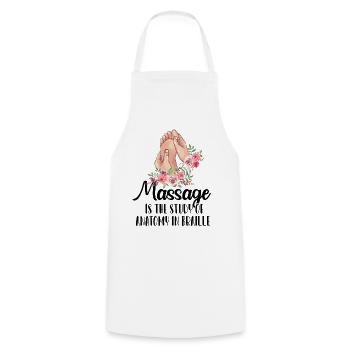 Massage Is The Study Of Anatomy In Braille - Cooking Apron - white - Front - AI Model Male 185 dark (185cm)