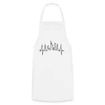 New York Skyline Heartbeat Heart USA Gift NY - Cooking Apron - white - Front - AI Model Male 185 dark (185cm)
