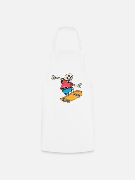 Skelett Skater Skateboard - Kochschürze - Weiß