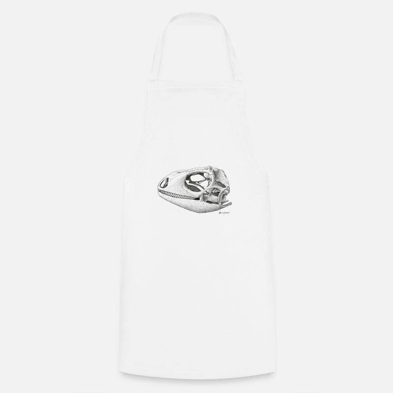 Teiú Lizard Skull - Ink - Cooking Apron - white