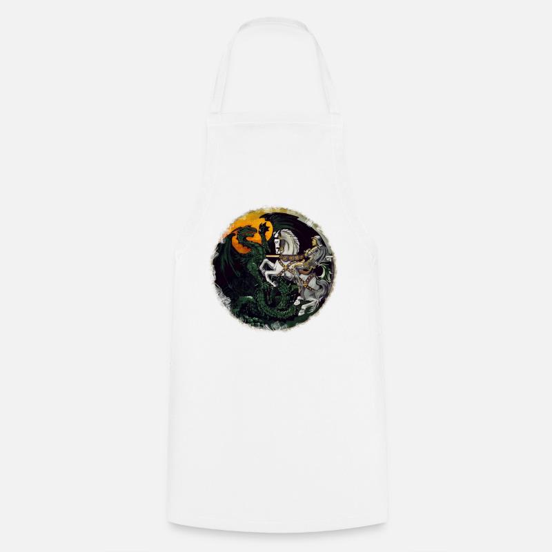 Knight fights dragons - Cooking Apron - white
