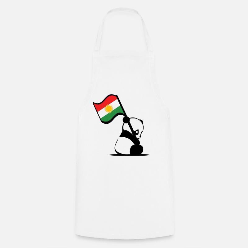 Kurdish panda. Cute panda with Kurdistan flag - Cooking Apron - white