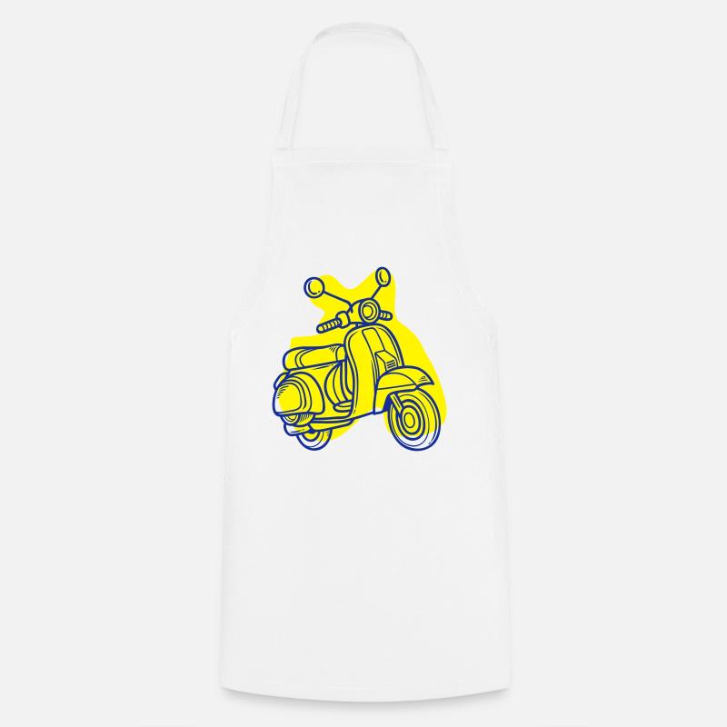 Retro Motorcycle in Bright Colors - Cooking Apron - white