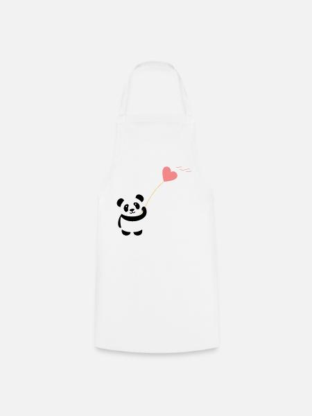 panda coeur mignon ballon ours gros gros kusch - Tablier de cuisine - blanc