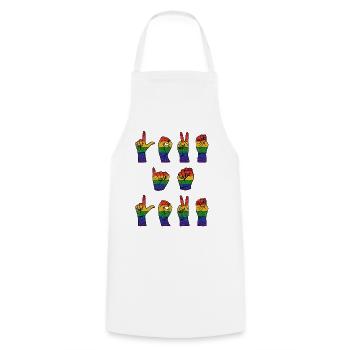 Love Is Love Sign Language T-Shirt - Kochschürze - Weiß - Vorne - AI Model Male 185 dark (185cm)