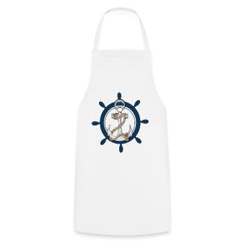 Ancre avec volant dur bâbord - Tablier de cuisine - blanc - Devant - AI Model Male 185 dark (185cm)