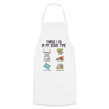 Les choses que je fais pendant mon temps libre aiment lire - Tablier de cuisine - blanc - Devant - AI Model Male 185 dark (185cm)