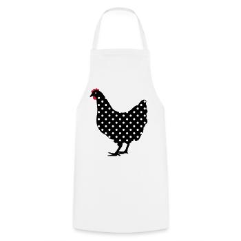 Chicken hen spotted - Cooking Apron - white - Front - AI Model Male 185 dark (185cm)