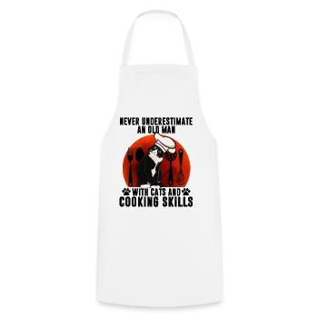 Black Cat An Old Man With Cats And Cooking Skills - Cooking Apron - white - Front - AI Model Male 185 dark (185cm)