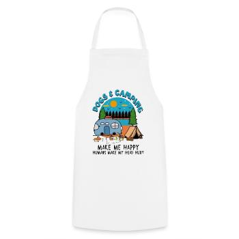 Dogs And Camping Make Me Happy Humans Make My Head - Cooking Apron - white - Front - AI Model Male 185 dark (185cm)