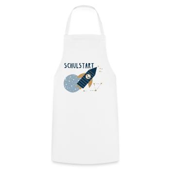 Schulstart Rakete 1a - Kochschürze - Weiß - Vorne - AI Model Male 185 dark (185cm)