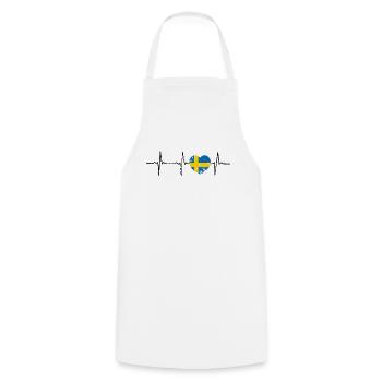 Heartbeat Herzschlag Suède drapeau ECG Cadeau - Tablier de cuisine - blanc - Devant - AI Model Male 185 dark (185cm)