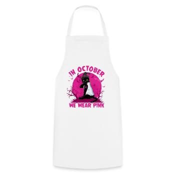 In October We Wear Pink Halloween T Shirt - Cooking Apron - white - Front - AI Model Male 185 dark (185cm)