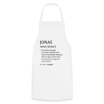 Jonas Name Geschenk - Kochschürze - Weiß - Vorne - AI Model Male 185 dark (185cm)