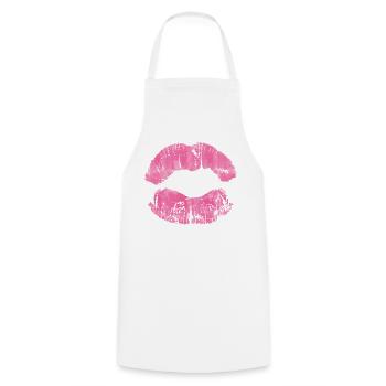 Pink Lip Kiss Print Art - Tablier de cuisine - blanc - Devant - AI Model Male 185 dark (185cm)
