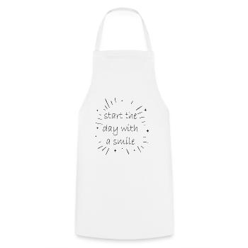 Smile smile saying - Cooking Apron - white - Front - AI Model Male 185 dark (185cm)
