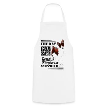 The Day God Made Basenjis He Just Sat And Smiled - Cooking Apron - white - Front - AI Model Male 185 dark (185cm)